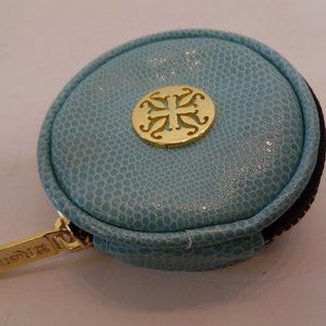 Rustic Cuff Jewelry Coin  Zippered Pouch Goldtone Logo Hardware 3" Round 1" Tall